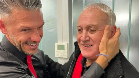 El Beto pasó a saludar al plantel y a Demichelis antes del superclásico.