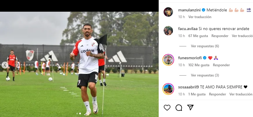 La publicación que Lanzini compartió en su Instagram.
