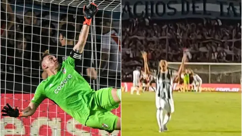 El confuso festejo de un defensor de Excursionistas en el penal de Armani.