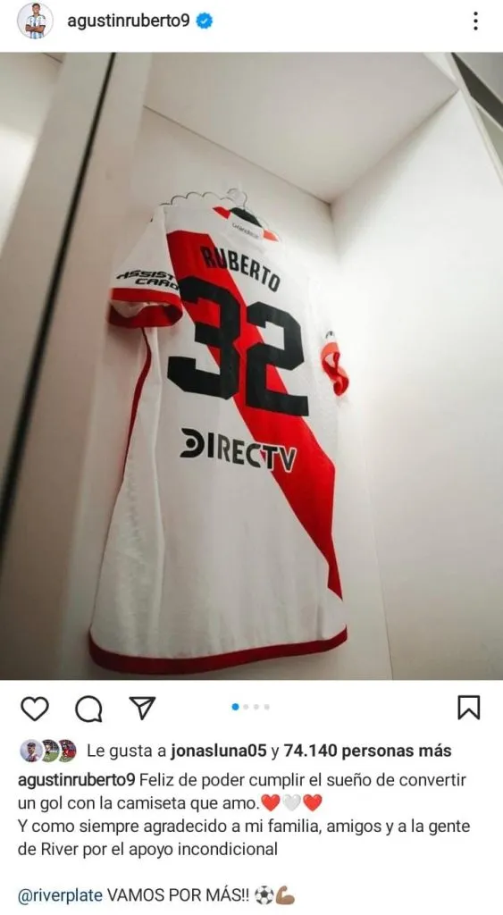 Agustín Ruberto compartió este mensaje en Instagram. (Foto: Instagram Ruberto).