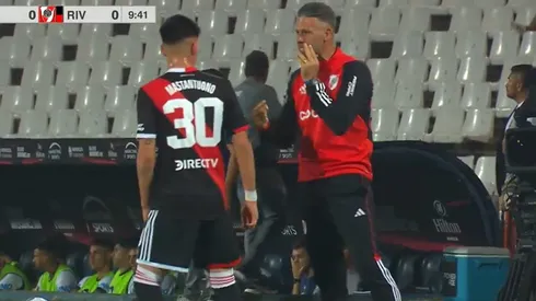 El diálogo de Mastantuono con Demichelis.