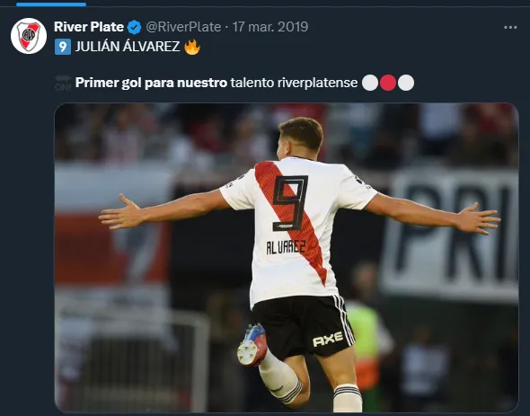 El tweet de River del día del primer gol de la Araña.