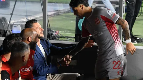 El saludo de Enzo y Demichelis en 2024. Foto: LPM / Diego Haliasz.