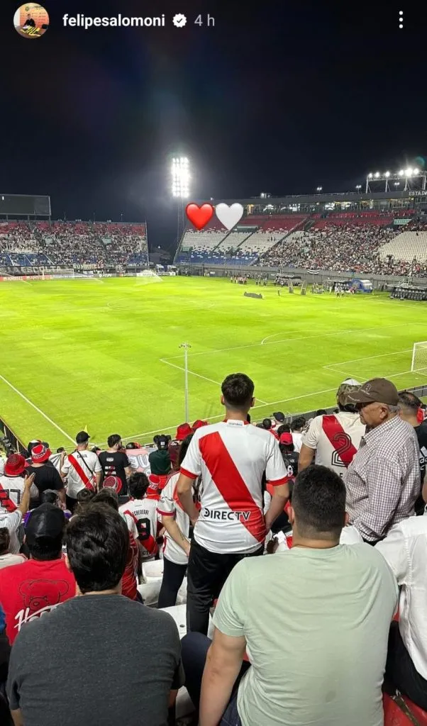El posteo de Felipe Salomoni alentando a River en Asunción.