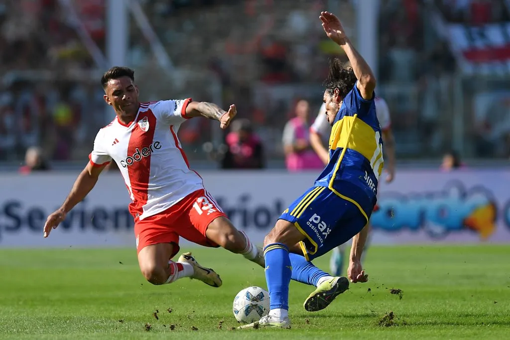 Enzo Díaz y su partido ante Boca. (Getty)