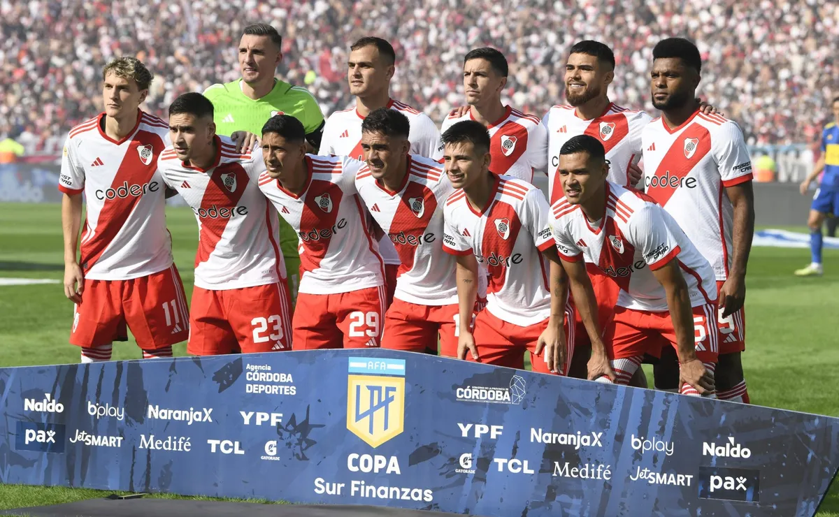 Los once titulares de River en el Superclásico.