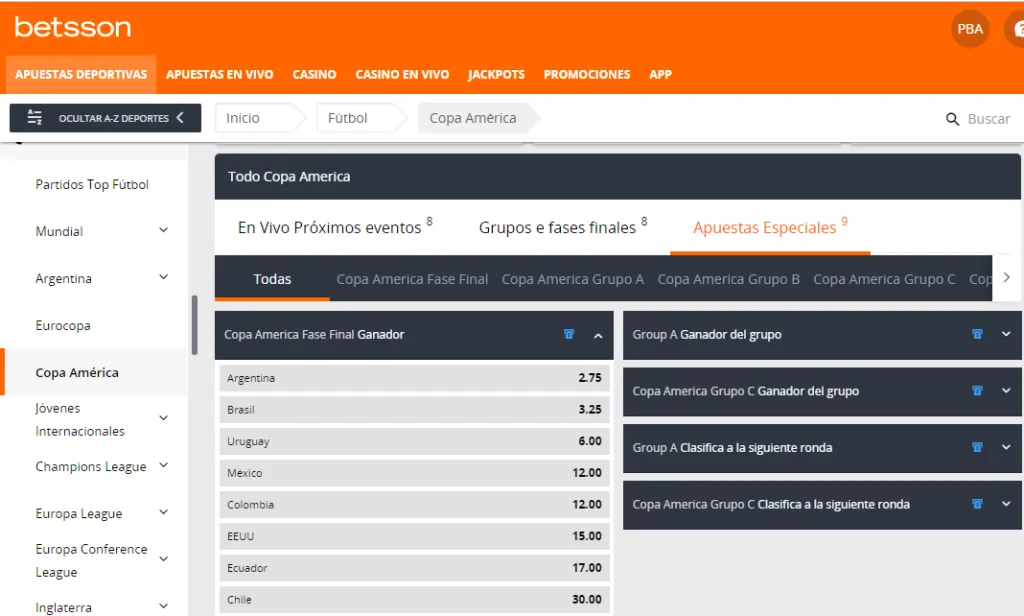 Apuestas Betsson en la final