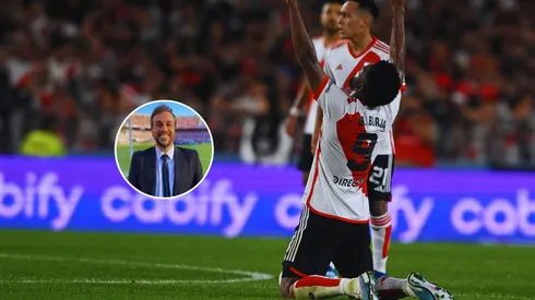 Manos al cielo del Colibrí en su festejo, como de costumbre. (Foto: LPM / Diego Haliasz).