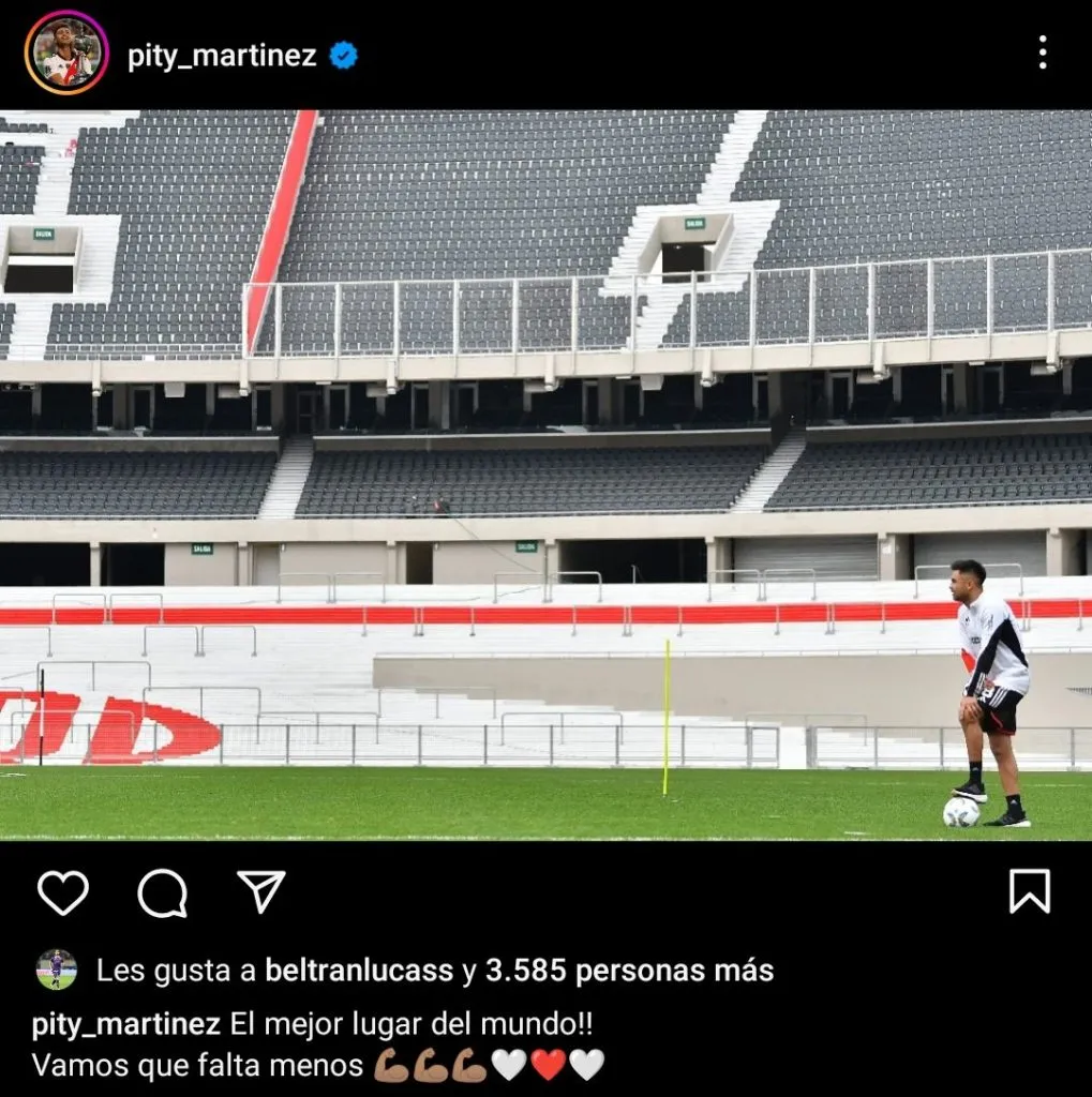 El mensaje del Pity Martínez en sus redes.