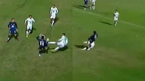 Nahuel Gallardo vio la roja en Sarmiento (J) por un patadón (Foto: Captura TV)