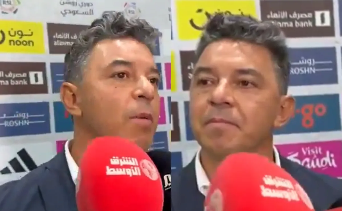 Gallardo no esquivó las preguntas de los periodistas y vivió un curioso momento. Foto: Captura de TV