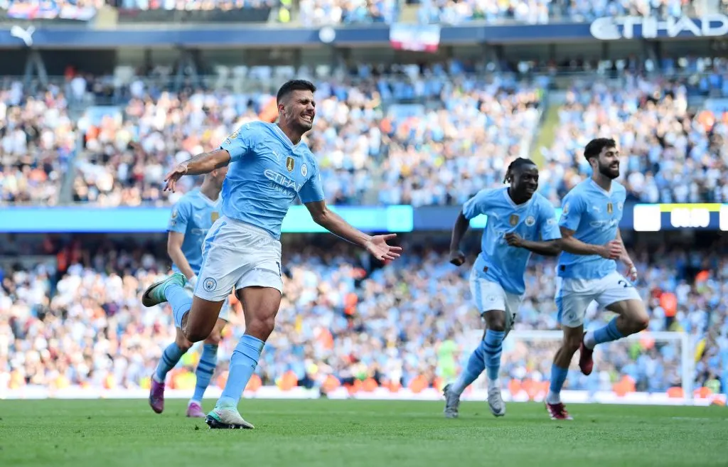 Rodri marcó el tercero del City ante West Ham y allanó el camino para la consagración. (Foto: Getty).