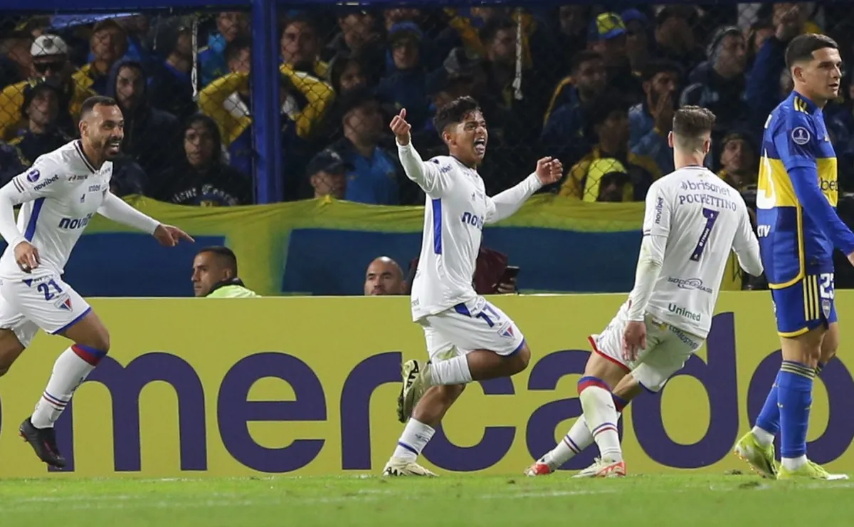Kervin Andrade festeja su gol en la Bombonera.