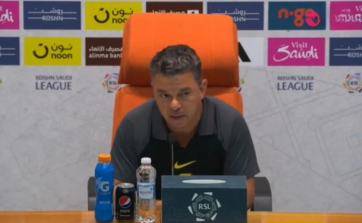 La última conferencia de Gallardo como DT de Al Ittihad.