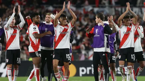 Los jugadores de River, alegres por una victoria.