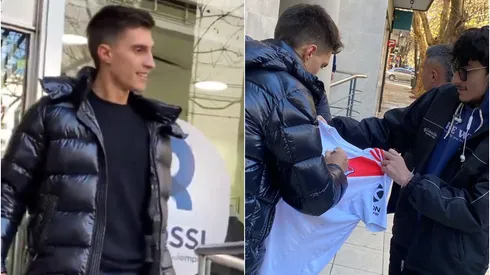 El primer autógrafo de Federico Gattoni como nuevo jugador de River.