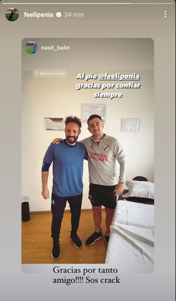 La foto de Felipe Peña Biafore con los colores de River (Foto: Instagram).