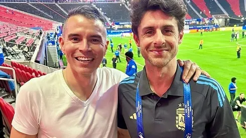 Javier Saviola junto a Pablo Aimar.