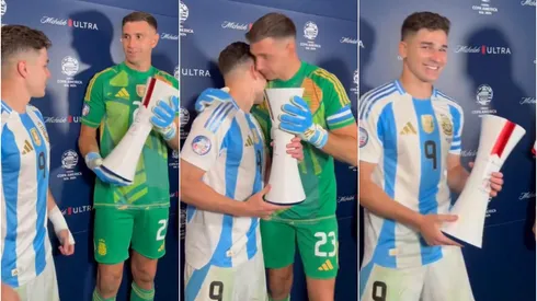 El divertido momento que vivieron Julián y Dibu luego del triunfo ante Canadá.