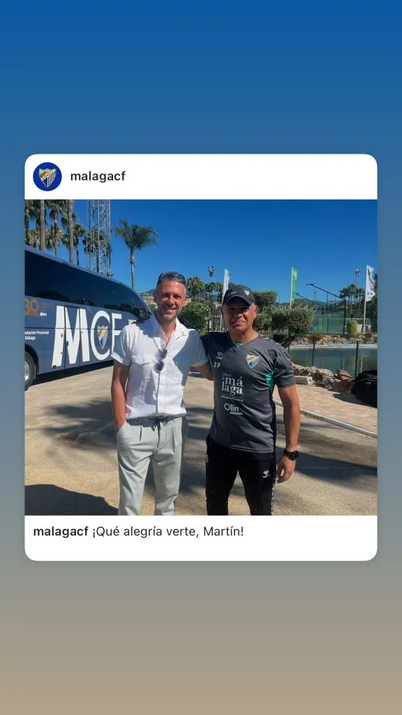 Martín Demichelis, de vacaciones en Europa, visitó al Málaga, club donde es emblema (Foto: INSTAGRAM/ @malagacf).