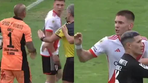 Qué le dijeron Mastantuono y Echeverri al arquero de Riestra.