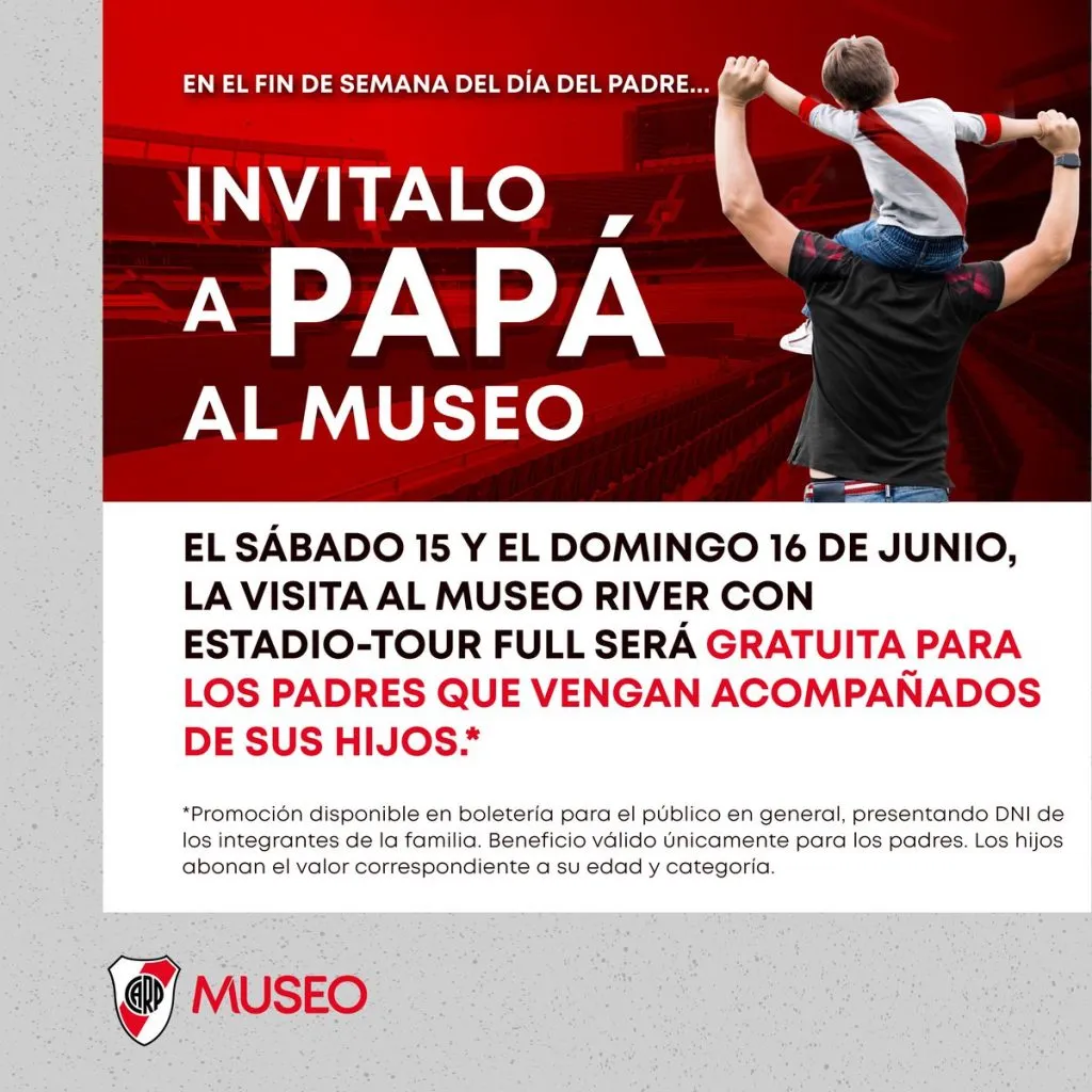 La invitación del Museo River para celebrar el Día del Padre.