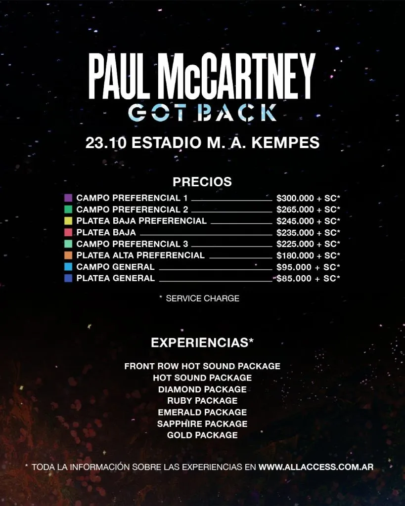 entradas paul mccartney