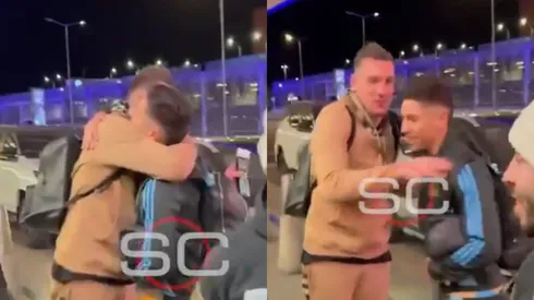 Reencuentro riverplatense en Ezeiza.