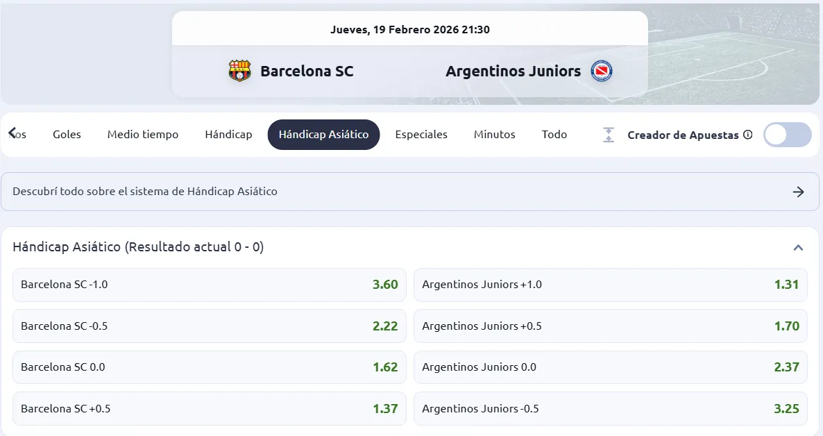 Captura realizada desde la web de Betano