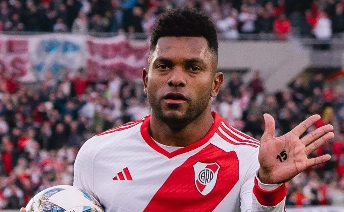Borja y su festejo especial ante Lanús.