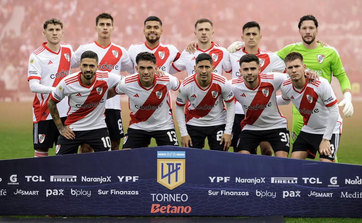 Los once titulares de River ante Lanús.