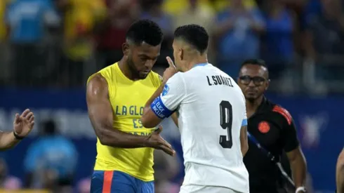 Luis Suárez vs Miguel Borja en el Colombia vs Uruguay de semifinales de la Copa América 2024.