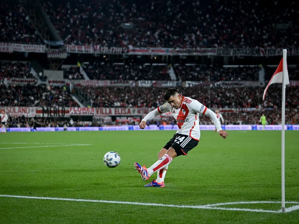 Marcos Acuña en su primera presentación en River de local en El Monumental. (Getty Images)