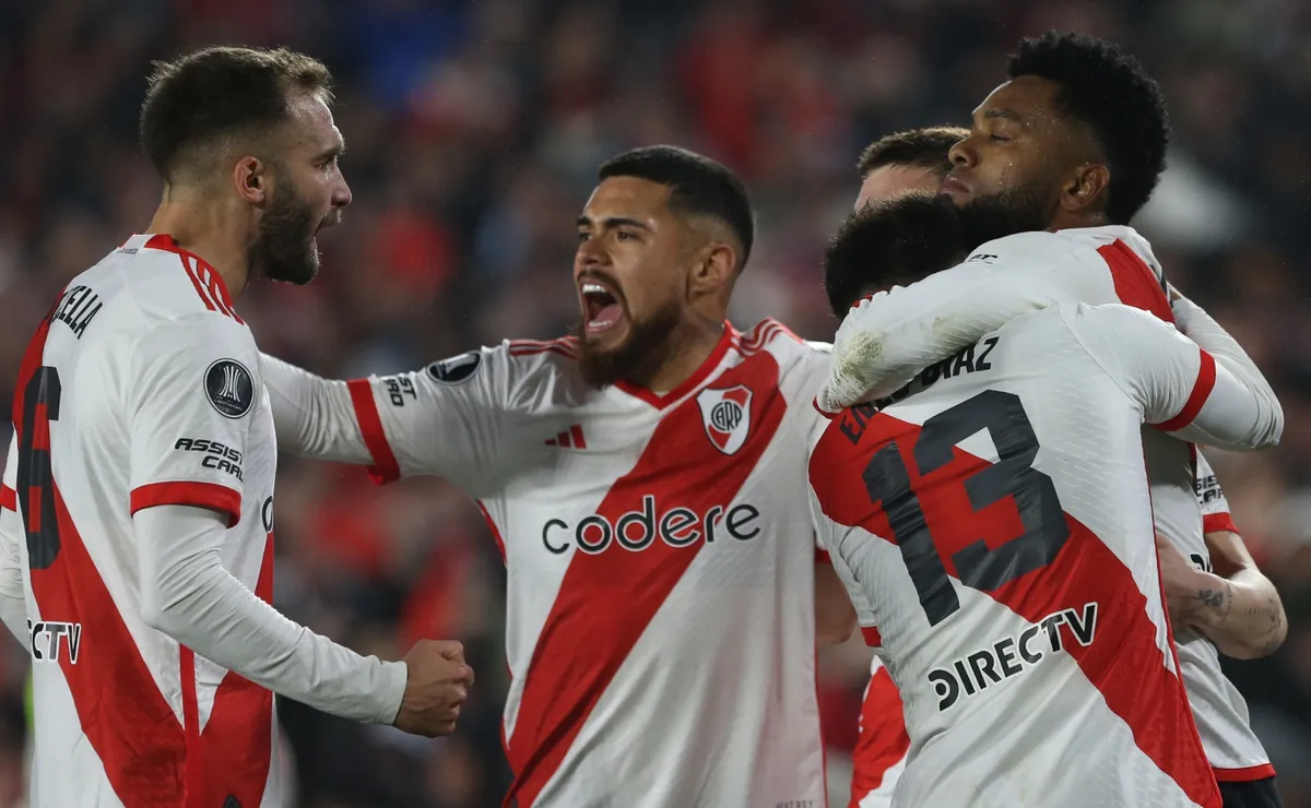 Los jugadores del Millonario en pleno festejo.