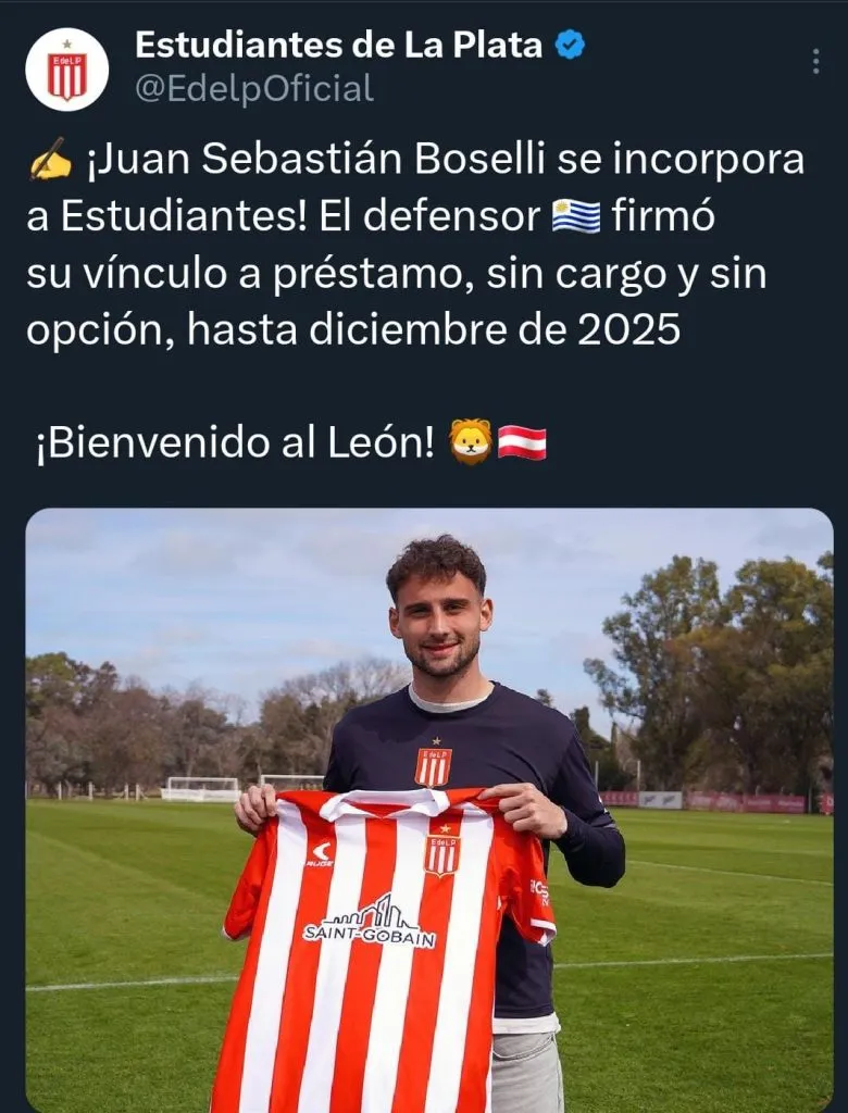 Así presentó Estudiantes a Boselli (@EdelpOficial).