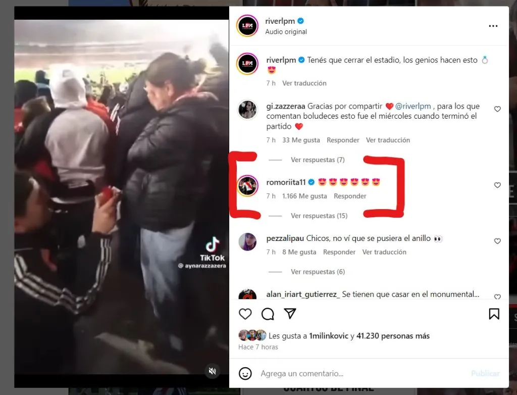 Rodrigo Mora reaccionó al emotivo momento de Matías y Gisela en el Monumental a través de La Página Millonaria.