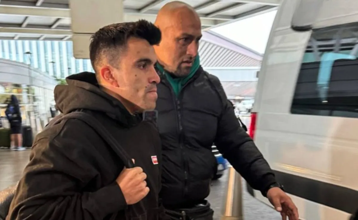 Marcos Acuña llegó a la Argentina para fichar por River Plate (FOTO: Captura TV).