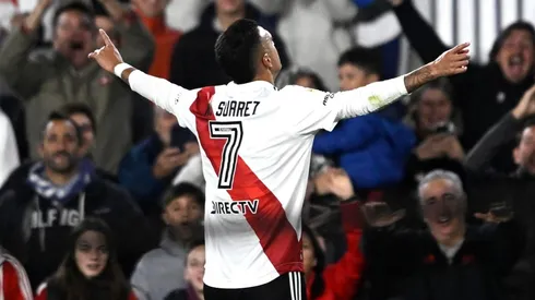 Suárez anotó su gol número 39 con la camiseta de River y no pudo contener la emoción.