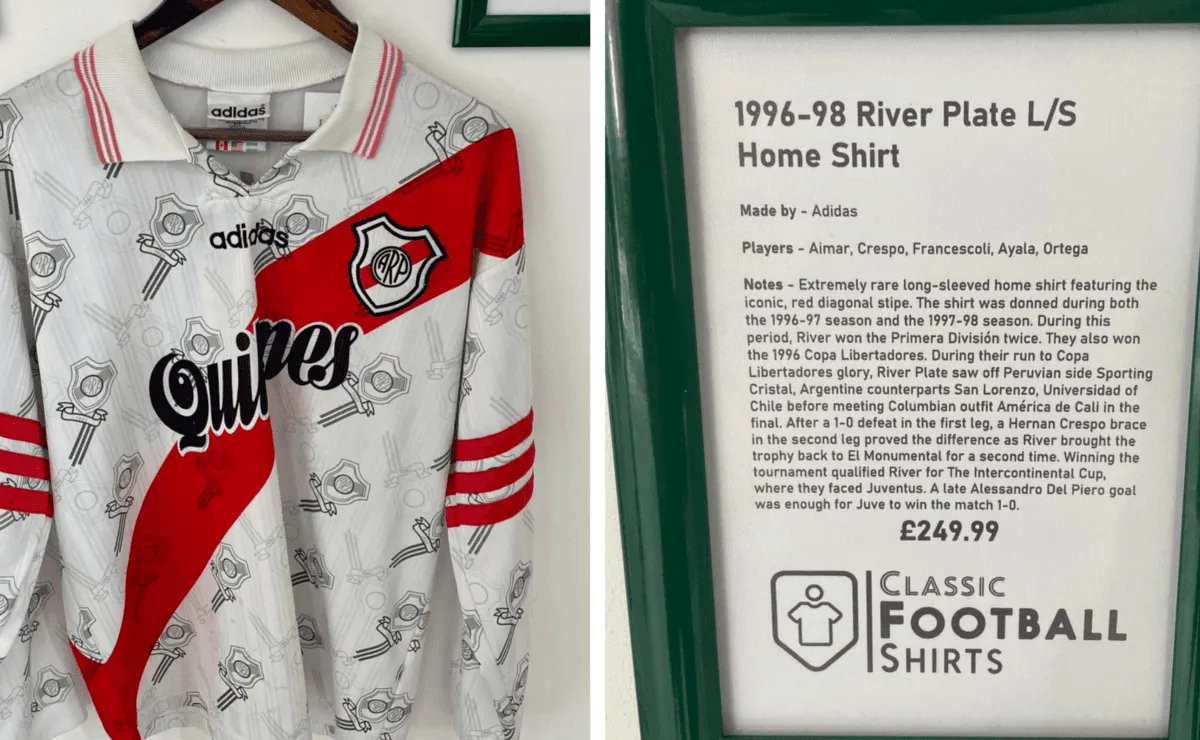 El histórico Manto Sagrado de River en una de las tiendas más grandes del mundo.