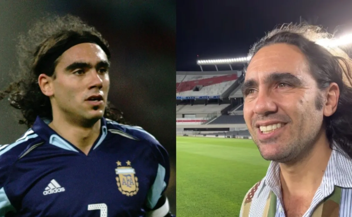 El ex defensor de River disfrutó un rato de las instalaciones del Monumental.