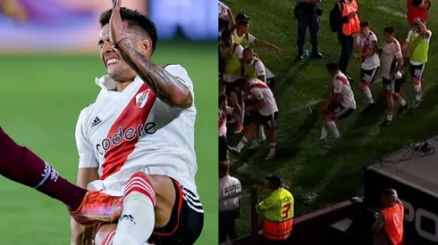 El momento de la agresión a Enzo Díaz, una vez terminado el cotejo.