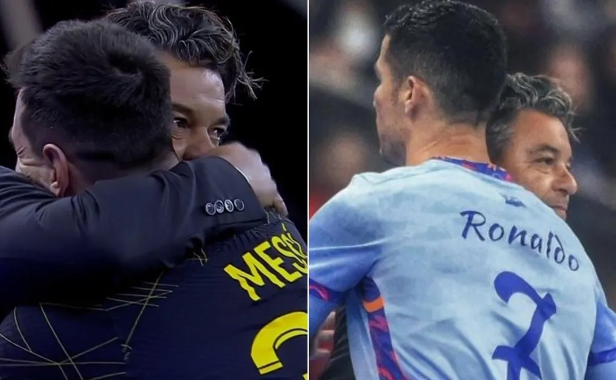 El Muñeco, a puro abrazo con los mejores del mundo.