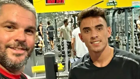 Enzo Díaz entrenando junto a su representante.