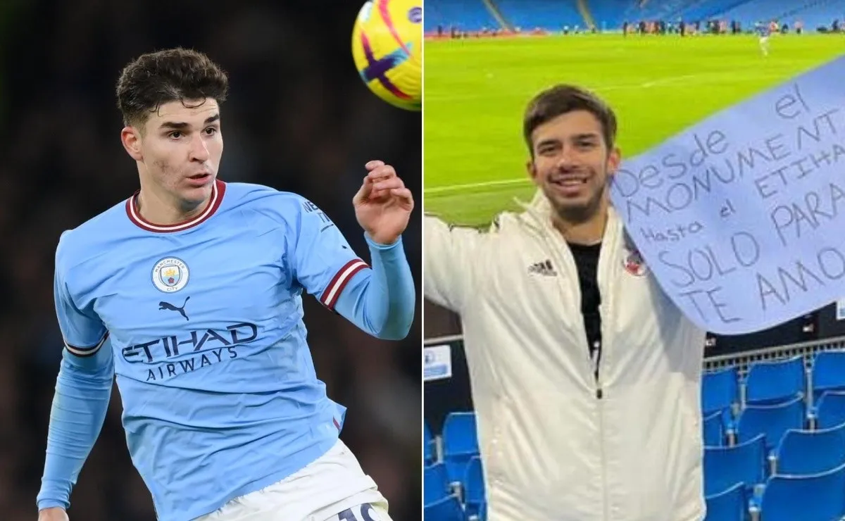 El obsequio de Julián para un fanático de River presente en Manchester.