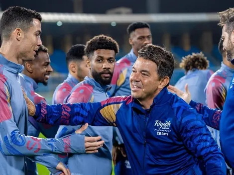 El abrazo del Muñeco y Cristiano en la previa del partido de las estrellas