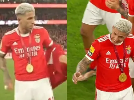 Conmovedor recibimiento de los hinchas de Benfica para Enzo