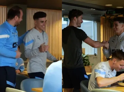 Lo llevaron en andas: tremendo recibimiento a Julián de sus compañeros en el City