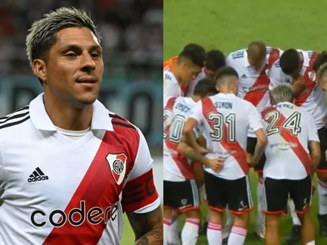 Enzo Pérez: nuevo look y charla enérgica en plena cancha