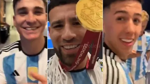 Otamendi, el alma de la fiesta de Argentina en el vestuario.