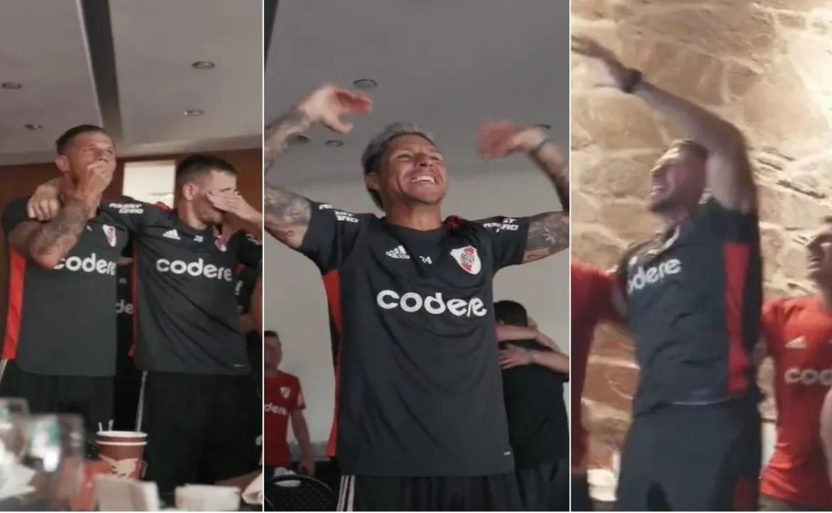 La celebración del plantel de River tras la consagración de Argentina.